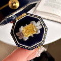 wholesale Metal: 925 Sterling Silver ZHUOZHIFAN Jewelry New 7*9mm High Carbon Diamond Yellow Diamond Ring Luxury European and American Style Sold on AliExpress Cross-Border Model-0-0