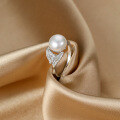 wholesale S925 Sterling Silver European and American Freshwater Pearl Butterfly Ring for Women, Small and Exotic Adjustable Ring for Cross-Border Supply-0-0