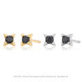 wholesale S925 Sterling Silver Casual Minimalist Black Zircon Inlaid Stud Earrings, Understated And Elegant Fashion Jewelry-0-1
