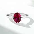 925 Sterling Silver Ring with Ruby, High-Carbon Diamond, Aquamarine, 18K Gold Plated-0-0