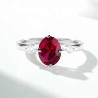 925 Sterling Silver Ring with Ruby, High-Carbon Diamond, Aquamarine, 18K Gold Plated-Red Corundum - CBJZ551  No. 6