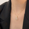 wholesale S925 Sterling Silver Natural Chalcedony Peace Buckle Pendant Necklace for Women, New Arrival, New Chinese Style Collarbone Chain-0-3