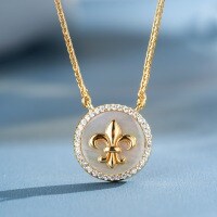 Sterling Silver Mother-of-Pearl Compass Pendant Necklace, Minimalist Liveloom Trend.-Gold - XL358  925 Silver