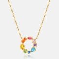 wholesale S925 Sterling Silver Rainbow Series Summer New European and American Style Colorful Zircon Necklace Collarbone Chain Factory Wholesale-0-4