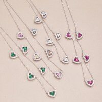 wholesale S925 Sterling Silver Korean-style INS New Women's Collarbone Necklace Heart Zircon Series Fashion Versatile Design-Platinum Color Diamond DY190649-SW-CS 925 Silver
