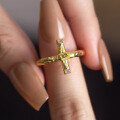 wholesale S925 Sterling Silver Full-body Personalized Cross Relief Original Luxury Ring for Women Pinky Ring in INS Style-0-1