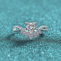 S925 Sterling Silver Moissanite Ring with Heart Lace Hollow Design-0-4