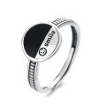 wholesale S925 Sterling Silver Trendy Creative Irregular Finger Ring with Resin Inlay and Smiling Open Design for Women-0-4