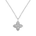 wholesale S925 Sterling Silver Korean Version Ins Minimalist Four-Leaf Clover Rotatable Zircon Textured Pendant Necklace for Women-0-5
