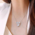wholesale S925 silver wild flower necklace for women, blooming cluster pendant with three small flowers, floral collarbone chain-0-2