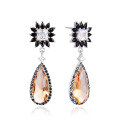 wholesale S925 Silver Rhodium-Plated Crystal Teardrop Earrings with Zirconia Inlaid-0-4