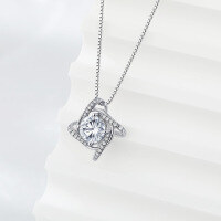 wholesale S925 Sterling Silver Cross-Border Europe and America Four-Leaf Clover Necklace Amazon Best-Seller Fashion Collarbone Chain with Inlaid Cubic Zirconia Pendant for Women-Single Pendant - Without Chain 925 Silver