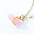 wholesale 10K gold-plated 925 silver geometric pendant, cross-border new simple and fashionable synthetic pink crystal diamond column pendant for women-0-3