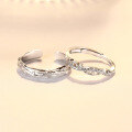 wholesale S925 Sterling Silver Adjustable Intertwined Branch Couple Rings Pair, Minimalist Design, Premium Feel-0-3