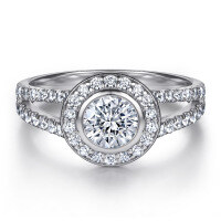 wholesale 925 Sterling Silver Ring Jewelry, European and American Cross-Border Fashion Double Row Zircon Stone Ring for Women, Niche High-End Luxury Wholesale-Platinum US size 7#