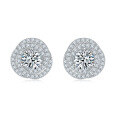 wholesale S925 silver plated with 18k gold new Cartier-style round full Moissanite stud earrings for women-0-0
