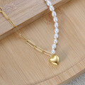 wholesale S925 Sterling Silver Cloud-Shaped Chain with Baroque Pearl and Heart Pendant French Retro Necklace-0-0