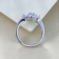 wholesale S925 Sterling Silver 5*7 Oval Luxe Halo Stacking Ring for Women Wedding-0-3