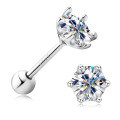 S925 Sterling Silver Square Earrings with Moissanite, Simple and Chic for Commuting-0-5