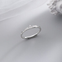 wholesale S925 Silver Minimalist Crown Inlaid Diamond Elegant and Fashionable Korean-style Women's Ring Accessory J9926-S925 Silver Gold Model Adjustable opening
