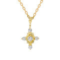 wholesale S925 silver plated with 14k gold Japanese-style spring limited edition thorn rose cross white zircon pendant-0-5
