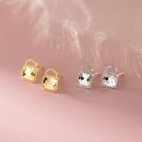 wholesale S925 Sterling Silver Fresh and Sweet Ins Style Niche Design Exquisite Crushed Ice Bag Earrings M06624-S925 silver pair gold 925 silver