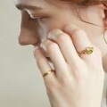 wholesale 10K Gold Plated S925 Silver Fashionable and Minimalist Peridot Ring, Korean Style Ins Trend Jewelry for Drop Shipping-0-1