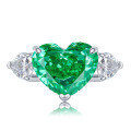 wholesale [] 925 Sterling Silver Full Setting with 10*12 Emerald Green Ice Flower Cut Heart-Shaped Stone Women's Ring, New Style by Mu Jing Jewelry-0-4