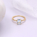 wholesale 925 Silver Wholesale Japanese Jewelry Manufacturer, Minimalist Rectangular Sky Blue Topaz Ring with Two Main Stone Options-0-0