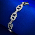 wholesale S925 Silver New Style Full Diamond Pig Nose Bracelet, Personality Fashion Elegant Ins Style for Distinguished Women-0-2