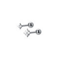 wholesale 925 Sterling Silver Asymmetric Four-Pointed Star Stud Earrings with Diamond Inlay, Minimalist Niche Geometric Star Screw-On Earrings M0239-0-4