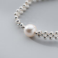 wholesale S925 Sterling Silver Swarovski Crystal Wide Round Bead Bracelet, Ins Style Fresh and Elegant Women's Accessory S6640-0-3
