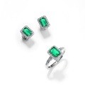 wholesale S925 Sterling Silver Cross-Border New Style Cultivated Emerald Vintage Light Luxury Ring for Women, High-End Factory Wholesale-0-2