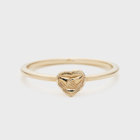 wholesale 9K Gold Japanese Retro Minimalist Style Three-Dimensional Heart Ring Yili Jewelry, Source Manufacturer Wholesale-3D Heart Ring Size 5