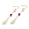 wholesale 925 Silver Gold-Plated Ancient Style Long Earrings with Natural Mother-of-Pearl and Crystal for Women-0-0