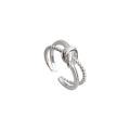 wholesale S925 Sterling Silver Cross Knot Ring for Women, Xiaohongshu Viral Minimalist Versatile Ins Style Open Adjustable Ring-0-4