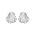 wholesale S925 Sterling Silver 662 Matte Geometric Irregular Round Stud Earrings for Women, Unique Small-Batch Textured Design-0-4