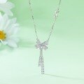 wholesale S925 Silver New Pure Silver Flexible Tassel Bow Necklace for Women, Versatile and Unique Pendant, Small and Exquisite, High-End Feel, Wholesale-0-4