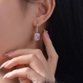 wholesale 925 Silver New 15ct Rectangle Ice-Cut Earrings with High-Carbon Diamond Ear Hook Jewelry-0-3