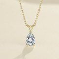 wholesale S925 Sterling Silver Waterdrop Moissanite Necklace, Light Luxury Fashion Versatile Simple High-End Pendant Collarbone Chain Cross-Border-0-0