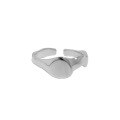wholesale S925 Sterling Silver Korean Version Ins Minimalist Design Asymmetrical Polished Textured Open Adjustable Ring for Women-0-5