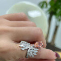 wholesale S925 Silver 7*13 Padparadscha High-Carbon Diamond Stylish Ring for Women,Ins。-0-2