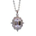 wholesale Sterling Silver ZHUO ZHI FAN Jewelry New 6*9 Emerald Cut Necklace Pendant for WomenIns Style-0-4