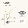 925 Sterling Silver D Color Moissanite Geometric Drop Pendant Necklace-0-2