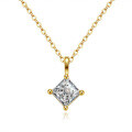 Sterling Silver 1ct Square Moissanite Pendant Necklace, Women's Minimalist Choker-0-3