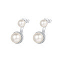 wholesale Metal material new commuting silver pin freshwater pearl earrings studs European and American round luxury high-end earrings wholesale-0-4