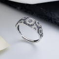 wholesale S925 Sterling Silver Retro Vintage Daisy Sunflower Ring Celebrity Fashion Trend Versatile Index Finger Ring for Women-0-0