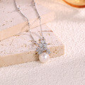 wholesale S925 Sterling Silver Forest-Style Lucky Clover Freshwater Pearl Necklace for Women, Original and Fresh Pendant Chain with Micro-Set Collar Necklace-0-5