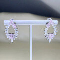 wholesale S925 silver new style 1ct pink diamond 6*6mm heart-shaped earrings for women, fashionable and versatile-0-0