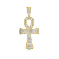 wholesale S925 Sterling Silver Cross Pendant with Moissanite Hip-Hop Diamond Necklace for Men and Women-Gold Cross Moissanite Pendant (without chain)
